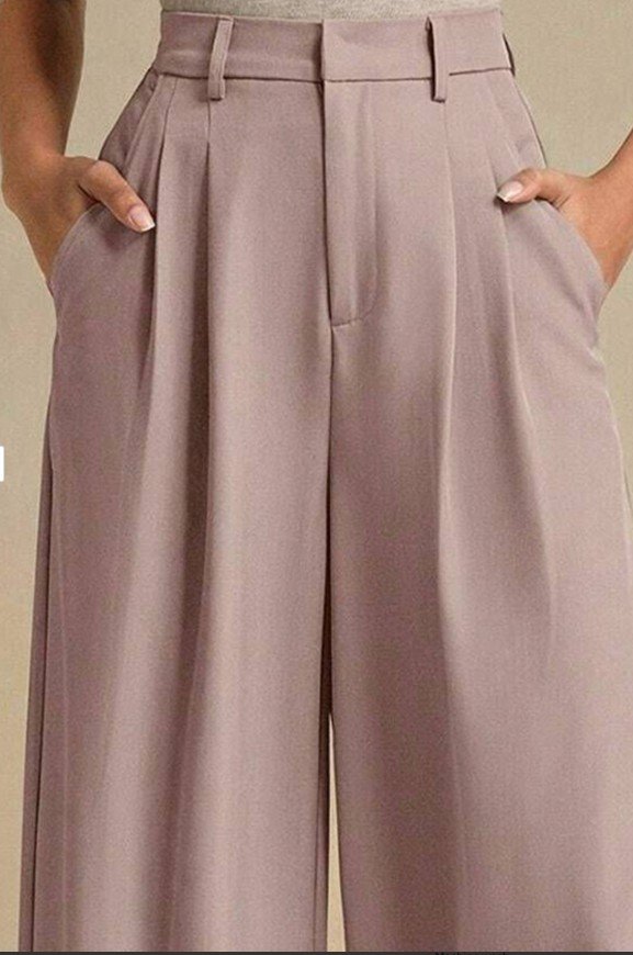 Kotty Women Relaxed Straight Leg High-Rise Pleated Parallel Trousers