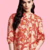 Floral Print Mandarin Collar Casual Shirt