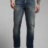 Jack & Jones Men Slim Fit Low-Rise Mildly Distressed Light Fade Stretchable Jeans