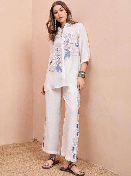 Anouk Embroidered Shirt with Trousers