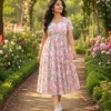 VIHIN TEXTILE Floral Print Viscose Rayon Flared Kurta