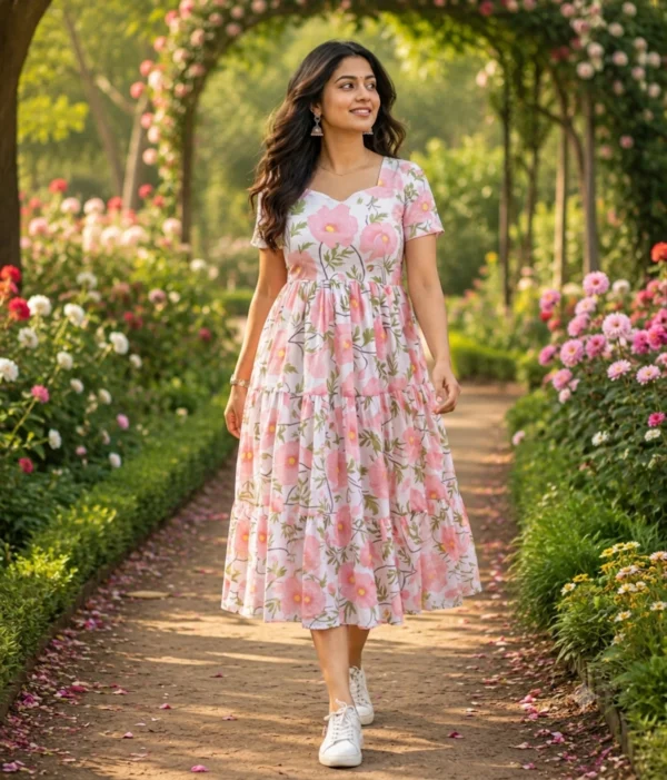 VIHIN TEXTILE Floral Print Viscose Rayon Flared Kurta
