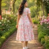 VIHIN TEXTILE Floral Print Viscose Rayon Flared Kurta