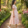 VIHIN TEXTILE Floral Print Viscose Rayon Flared Kurta