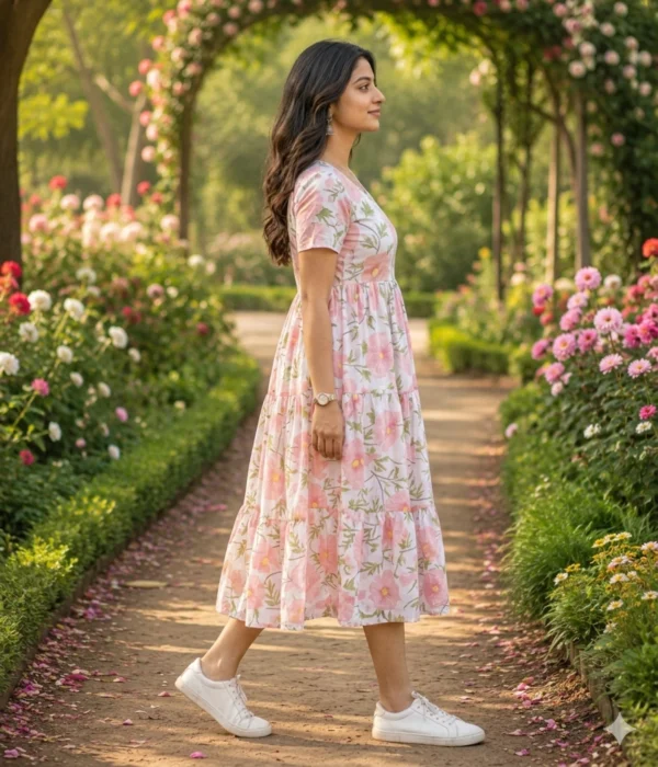 VIHIN TEXTILE Floral Print Viscose Rayon Flared Kurta
