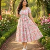 VIHIN TEXTILE Floral Print Viscose Rayon Flared Kurta