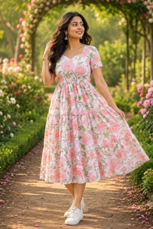VIHIN TEXTILE Floral Print Viscose Rayon Flared Kurta
