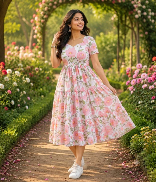 VIHIN TEXTILE Floral Print Viscose Rayon Flared Kurta