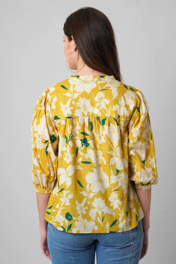 Floral Print Mandarin Collar Casual Shirt