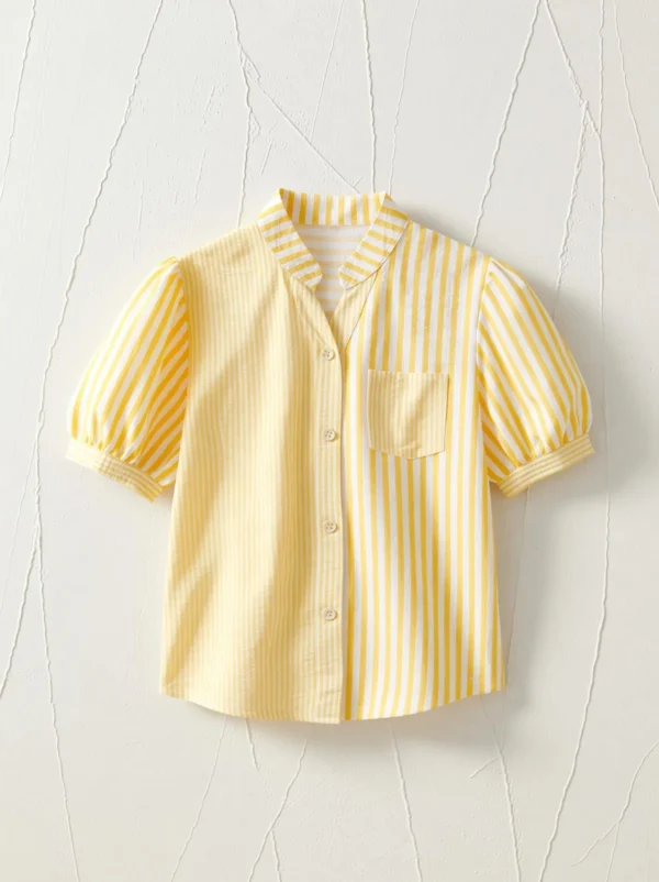 Sheetal Associates Women Regular Fit Striped Mandarin Collar Casual Shirt